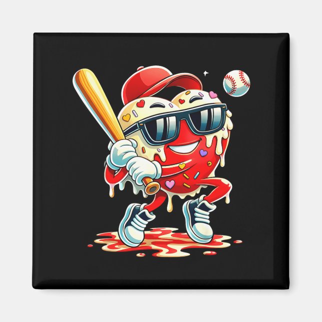 Imán Día de San Valentín Corazón Baseball Drip Helado C (Frente)