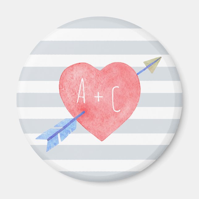 Imán Día de San Valentín Corazón de Acuarela Flecha Amo (Frente)