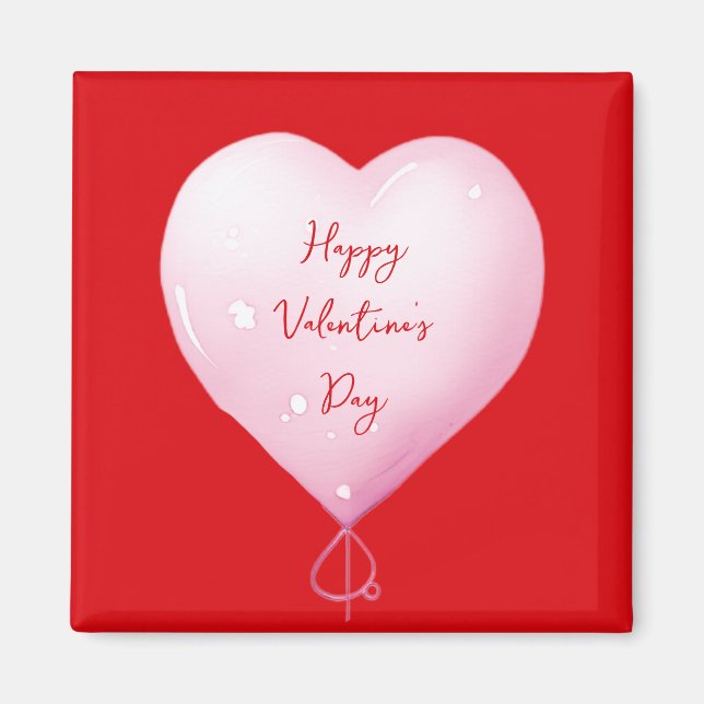 Imán Día de San Valentín corazón feliz personalizado ro (Frente)