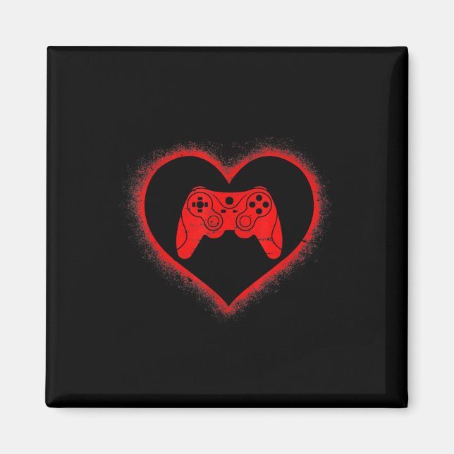 Imán Día de San Valentín Corazón Rojo Videojuego Divers (Frente)