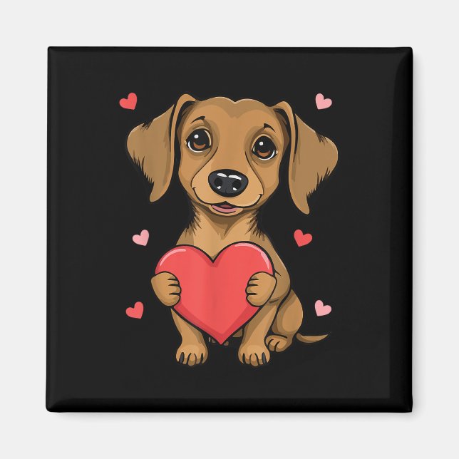 Imán Día de San Valentín Cute Dachshund  Heart Lover Do (Frente)