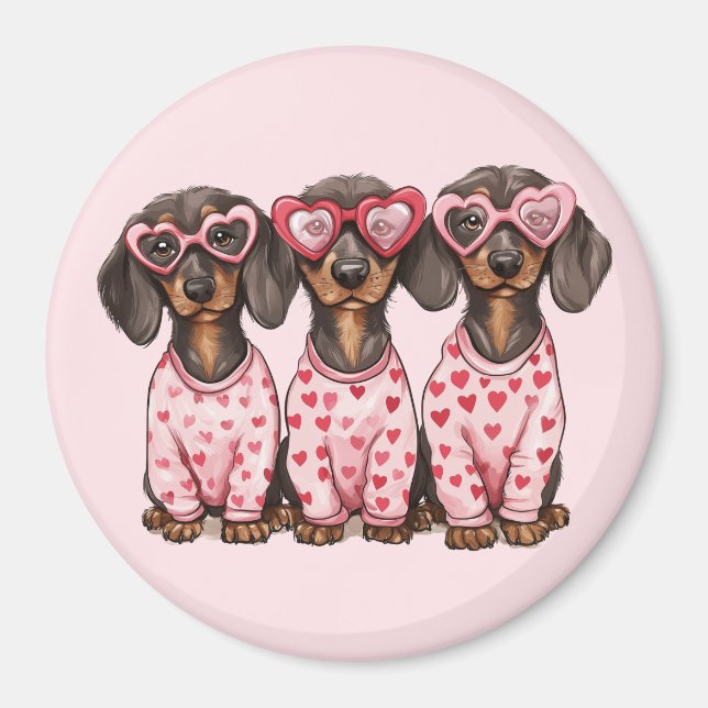 Imán Día de San Valentín Dachshund Dogs (Frente)