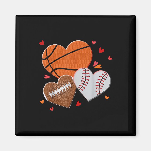 Imán Día de San Valentín de Béisbol de Baloncesto de Fú (Frente)
