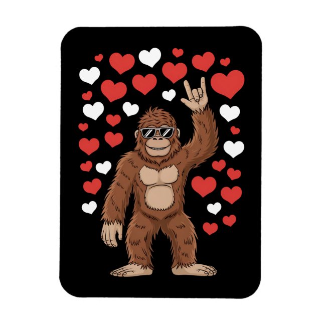 Imán Día de San Valentín de Bigfoot Corazones Divertido (Vertical)