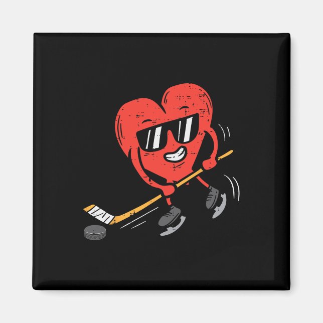 Imán Día de San Valentín de hockey sobre hielo que jueg (Frente)