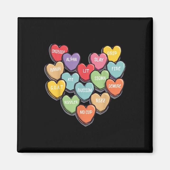 Imán Día de San Valentín De Palabras De Argot Candy Hea (Frente)