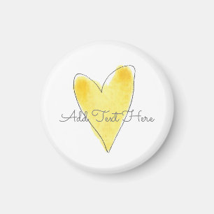 Imán Día de San Valentín de texto amarillo acuarela de 