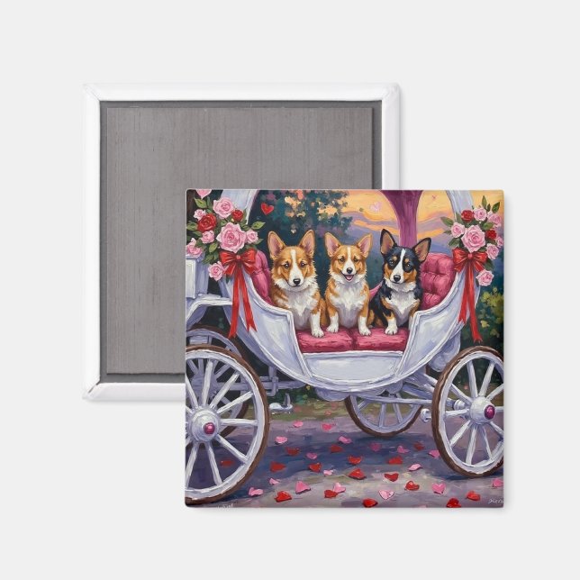 Imán Día de San Valentín del perro Corgi  (Anverso/Reverso)
