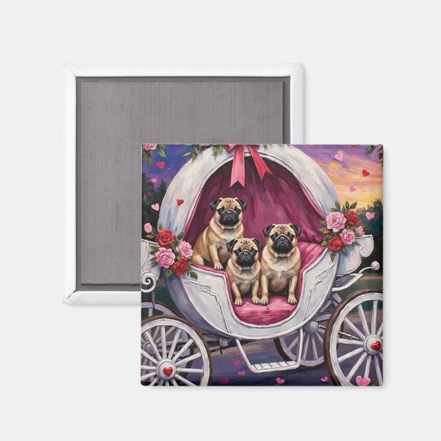 Imán Día de San Valentín del perro Pug (Anverso/Reverso)