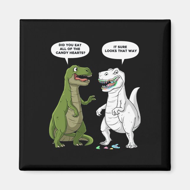 Imán Día de San Valentín Dinosaur T Rex Fun Hearts Chic (Frente)