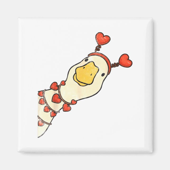 Imán Día de San Valentín divertido Patos tontos Corazón (Frente)
