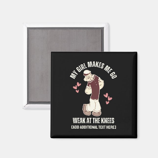 Imán Día de San Valentín divertido POPEYE Débil De Rodi (Anverso/Reverso)