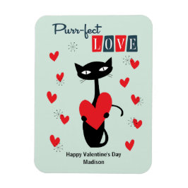 Imán Día de San Valentín Gato Retro Mediados de Siglo