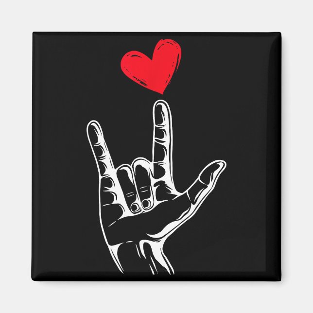 Imán Día de San Valentín lindo_ Te Amo Señal de Lenguaj (Frente)