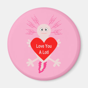 Imán Día de San Valentín Love Heart Axolotl