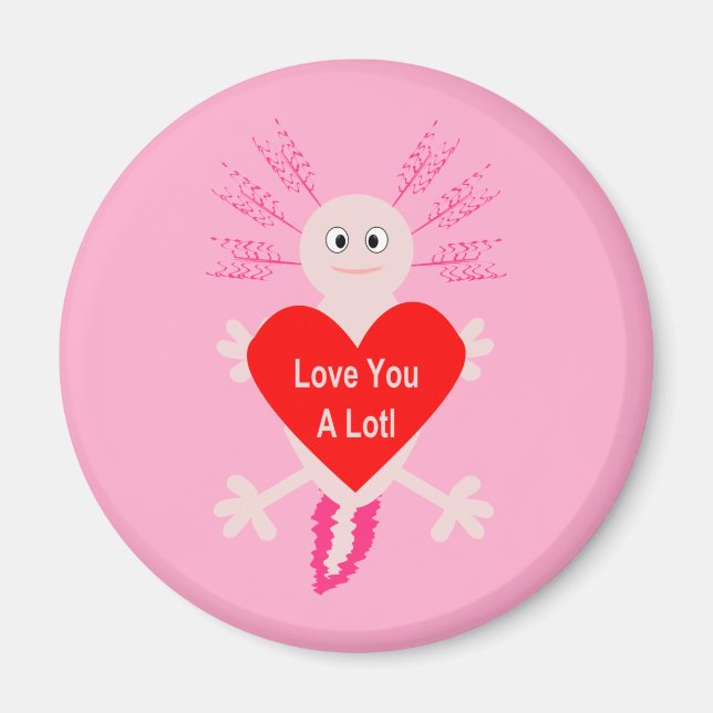Imán Día de San Valentín Love Heart Axolotl (Frente)