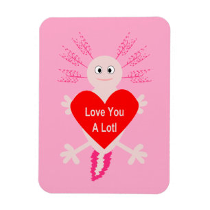 Imán Día de San Valentín Love Heart Axolotl
