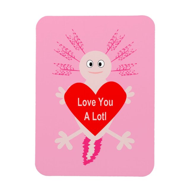 Imán Día de San Valentín Love Heart Axolotl (Vertical)