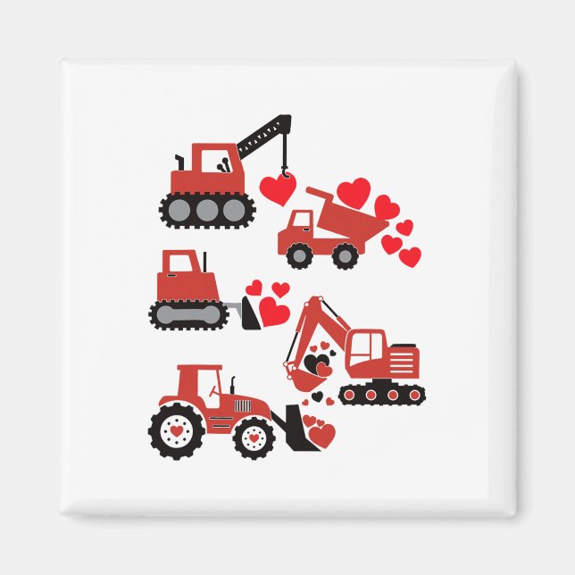 Imán Día de San Valentín Niños Construcción Camión (Frente)