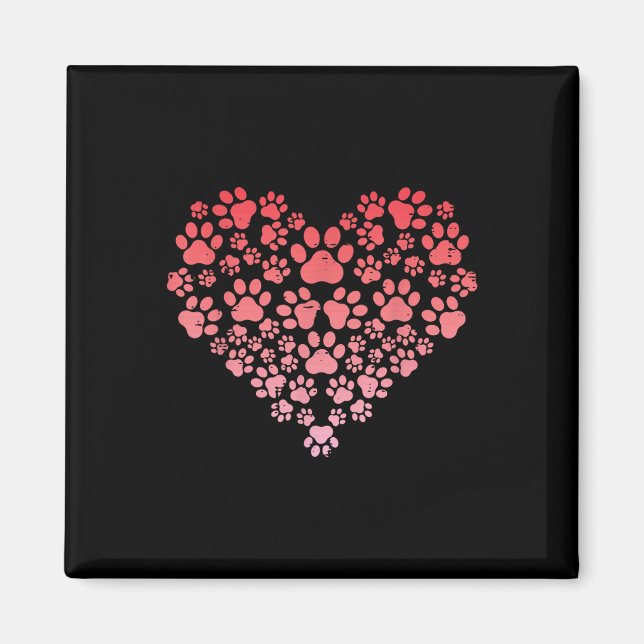 Imán Día de San Valentín Perro Gato Paws Corazón Para M (Frente)