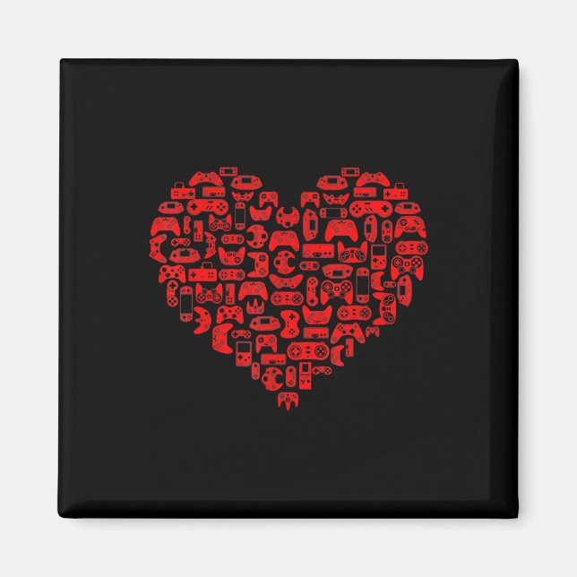 Imán Día de San Valentín Red Heart Video Game Fun Love  (Frente)