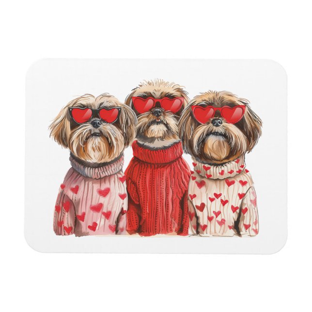 Imán Día de San Valentín Shih Tzu Dogs (Horizontal)