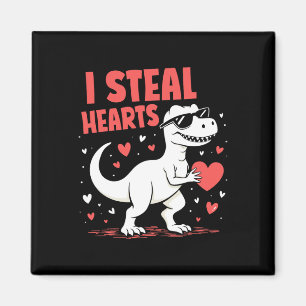 Imán Día de San Valentín T-rex I Steed Hearts Dinosaur
