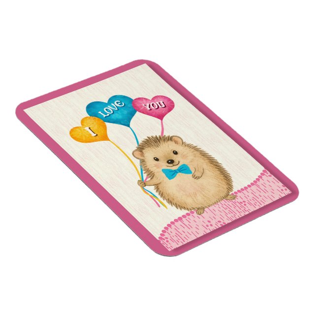 Imán Día de San Valentín Te Amo Erizo Adorable (Lado Derecho)