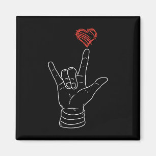 Imán Día de San Valentín Te Amo Rótulo de mano de coraz