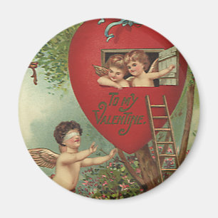 Imán Día de San Valentín Victoriano Antiguo Querubines