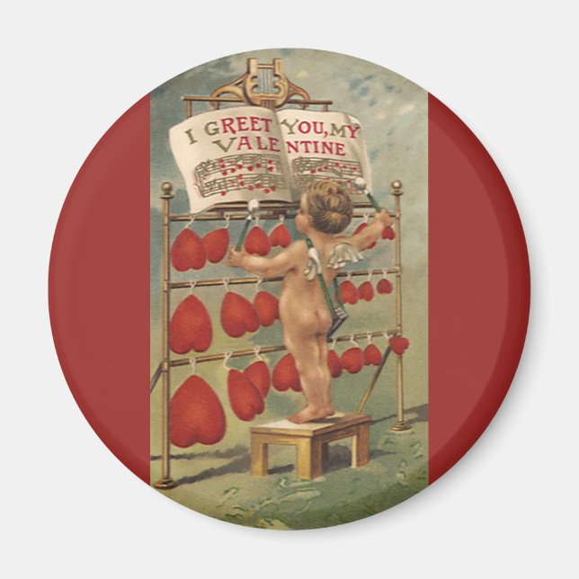 Imán Día de San Valentín victoriano, cupido y corazón v (Frente)