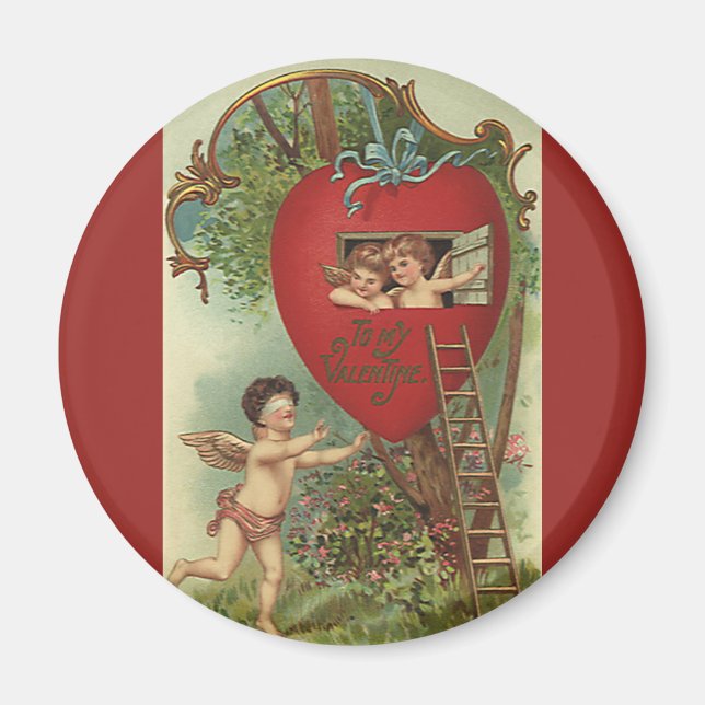 Imán Día de San Valentín victoriano de época Cherubs Tr (Frente)