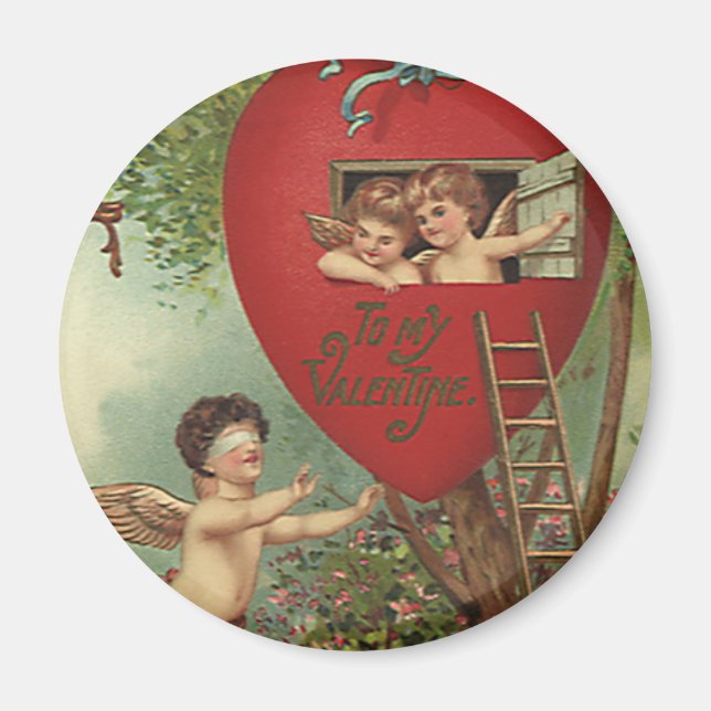 Imán Día de San Valentín victoriano de época Cherubs Tr (Frente)
