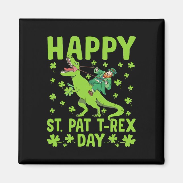 Imán Día de St Pat Trex Dinosaurio Día de San Patricio  (Frente)