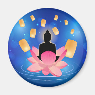 Imán Día de Vesak Buda en la linterna de loto Vaisakha