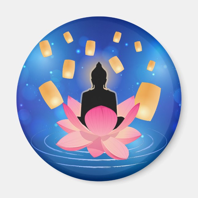 Imán Día de Vesak Buda en la linterna de loto Vaisakha (Frente)