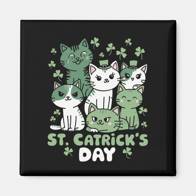 Imán Día del gato de San Patricio Divertido día de Catr (Frente)