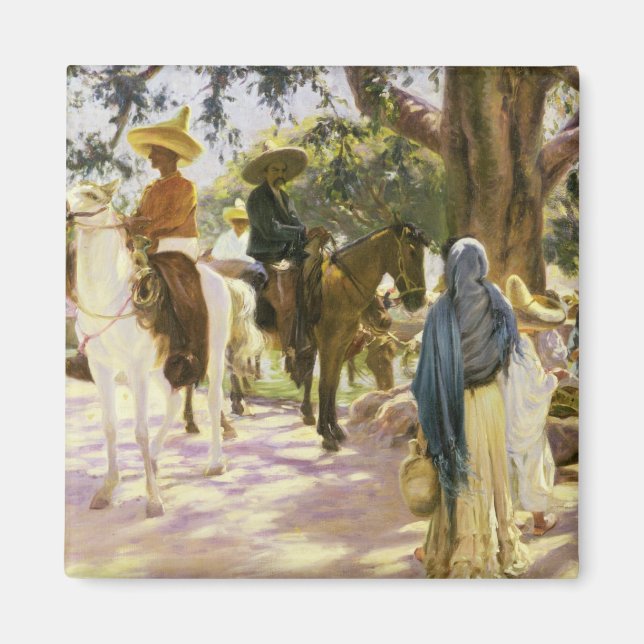 Imán Día del mercado en San Gabriel, México (Frente)