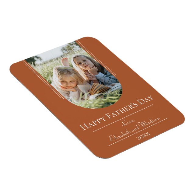 Imán Día del padre de la foto moderna en arco | Naranja (Lado Derecho)