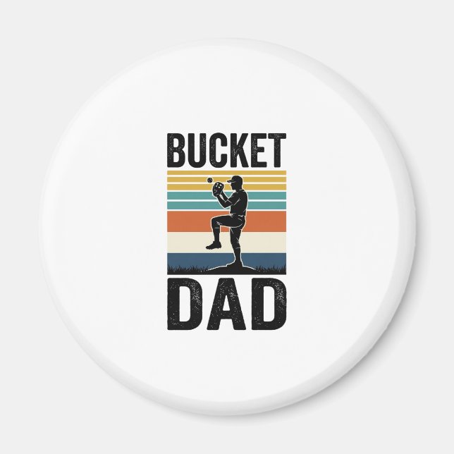 Imán Día del padre diseño vectorial retro béisbol Bucke (Frente)