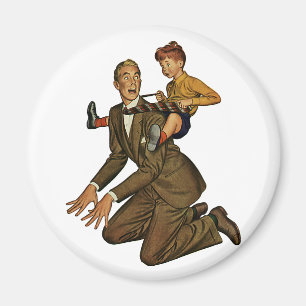 Imán Día del Padre divertido y tonto, padre e hijo vint