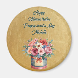 Imán Día del Profesional Administrativo de Oro Elegante