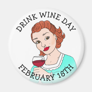 Imán Día del Vino Bebido 18 de febrero feriados