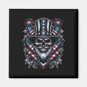 Imán ¡Día Ee.Uu. Patriot Con Cabeza De Cráneo! 4 De Jul