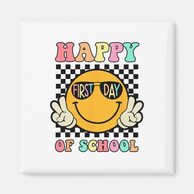 Imán Día Feliz de Hippie para el Primer Día de Escuela  (Frente)