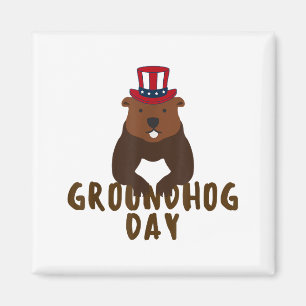 Imán Día Feliz de la Marmota Divertido Día de la Marmot