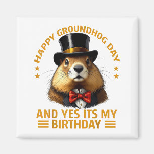 Imán Día Feliz de la Marmota Sí Es Mi Cumpleaños Marmot