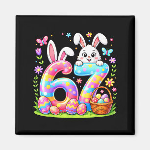 Imán Día feliz de Pascua 67 conejo cesta de huevos colo