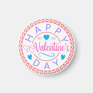 Imán Día Feliz de San Valentín Diseño de Círculo-67127