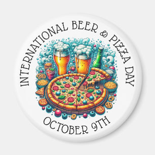 Imán Día Internacional de la Cerveza y la Pizza 9 de oc